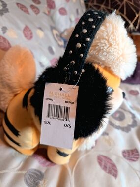 Michael Kors Black Faux Fur Studded Headband Ear Muffs